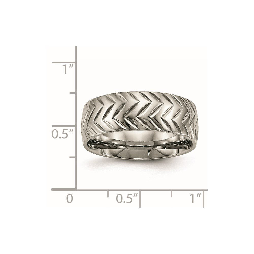 Titanium Polished Diamond Cut 8mm Band