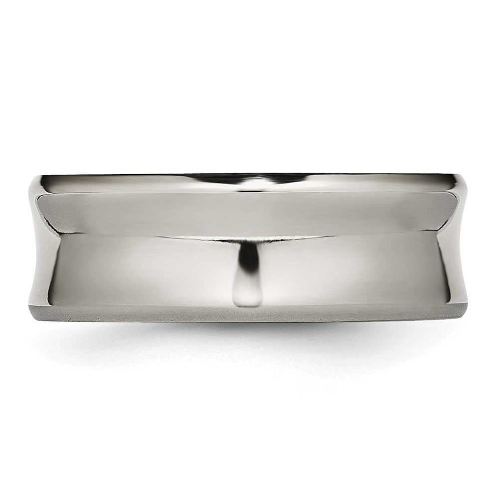 Titanium Polished Concave 8mm Beveled Edge Band