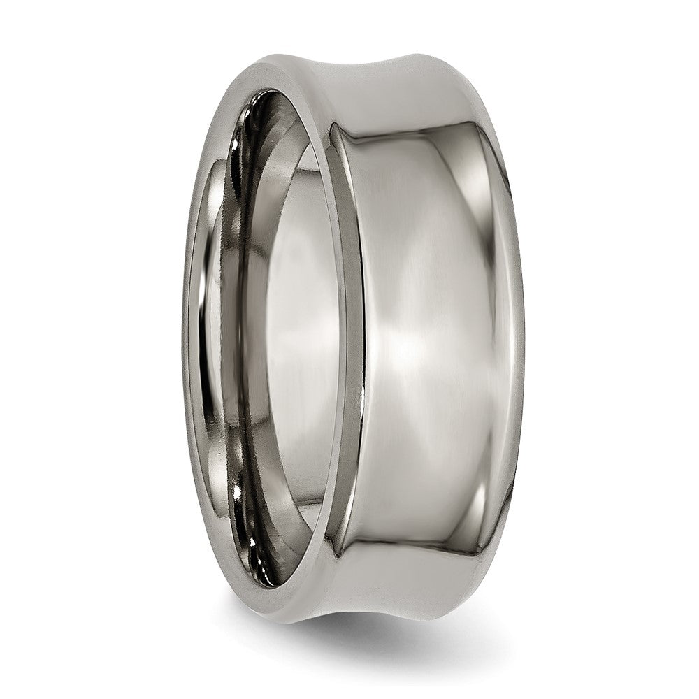 Titanium Polished Concave 8mm Beveled Edge Band