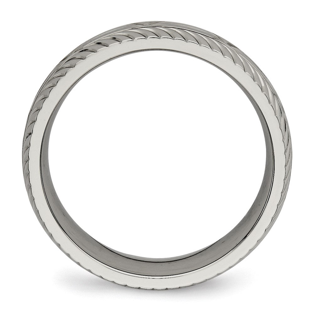 Titanium Polished Diamond Cut 7mm Band