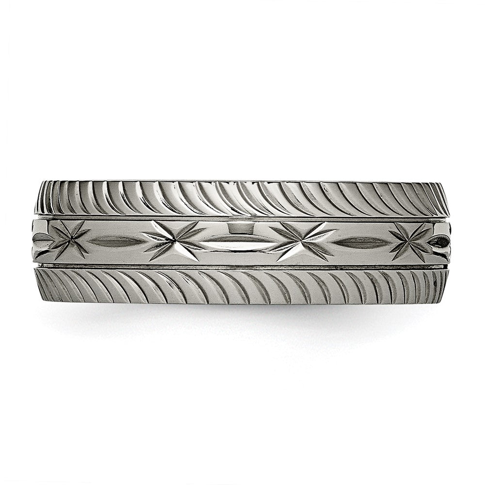 Titanium Polished Diamond Cut 7mm Band