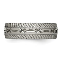 Titanium Polished Diamond Cut 7mm Band