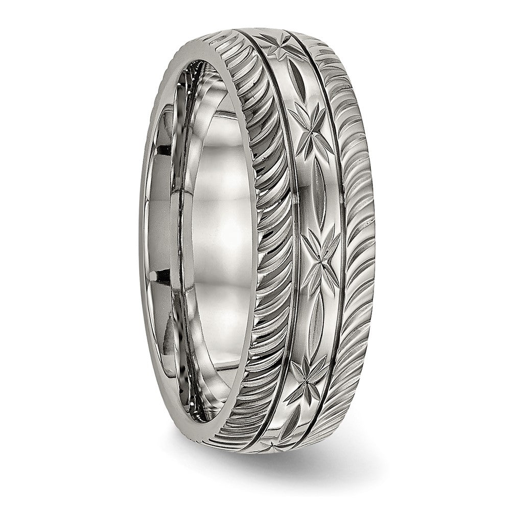 Titanium Polished Diamond Cut 7mm Band