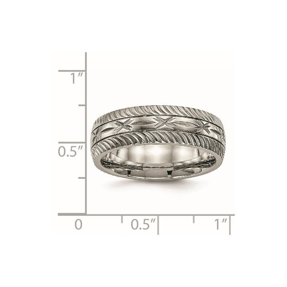 Titanium Polished Diamond Cut 7mm Band