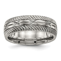 Titanium Polished Diamond Cut 7mm Band