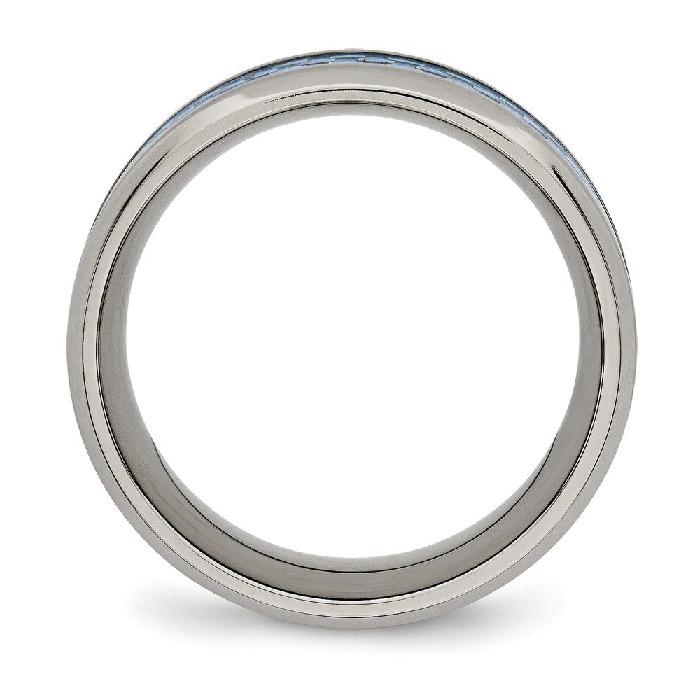 Titanium Polished w/Light Blue Carbon Fiber Inlay 8mm Ring