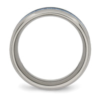 Titanium Polished w/Light Blue Carbon Fiber Inlay 8mm Ring