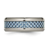 Titanium Polished w/Light Blue Carbon Fiber Inlay 8mm Ring