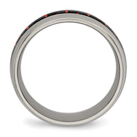 Titanium Polished with Black/Red Carbon Fiber Inlay 8mm Ring