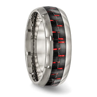 Titanium Polished with Black/Red Carbon Fiber Inlay 8mm Ring