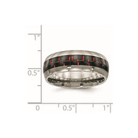 Titanium Polished with Black/Red Carbon Fiber Inlay 8mm Ring