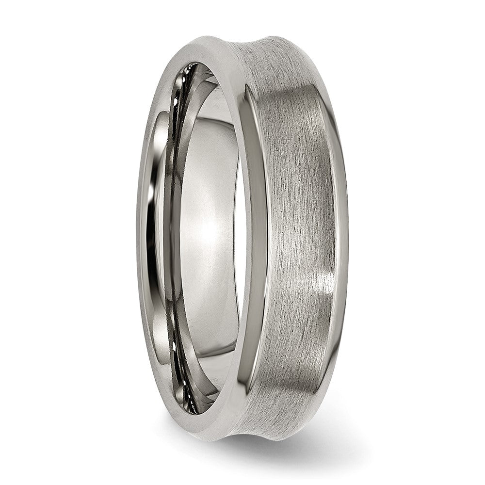Titanium Brushed & Polished Concave 6mm Beveled Edge Band