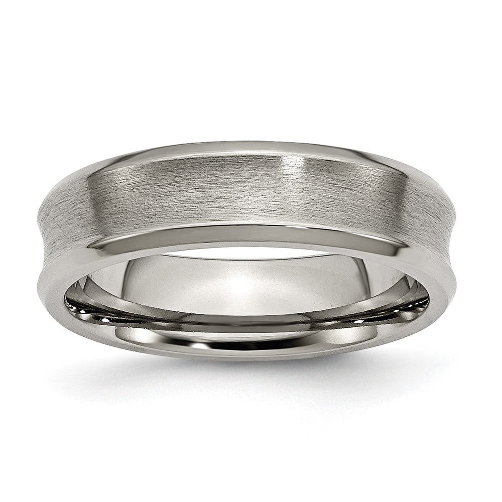 Titanium Brushed & Polished Concave 6mm Beveled Edge Band