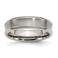 Titanium Brushed & Polished Concave 6mm Beveled Edge Band
