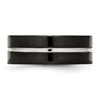 Titanium Polished Black IP-plated 8mm Grooved Comfort Fit Band