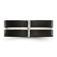 Titanium Polished Black IP-plated 8mm Grooved Comfort Fit Band
