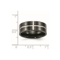 Titanium Polished Black IP-plated 8mm Grooved Comfort Fit Band