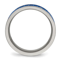 Titanium Polished w/Blue Carbon Fiber Inlay 8mm Flat Band