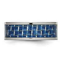 Titanium Polished w/Blue Carbon Fiber Inlay 8mm Flat Band