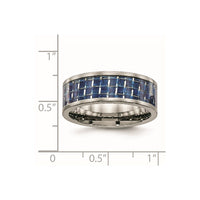 Titanium Polished w/Blue Carbon Fiber Inlay 8mm Flat Band