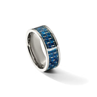 Titanium Polished w/Blue Carbon Fiber Inlay 8mm Flat Band