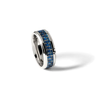Titanium Polished w/Blue Carbon Fiber Inlay 8mm Beveled Edge Band