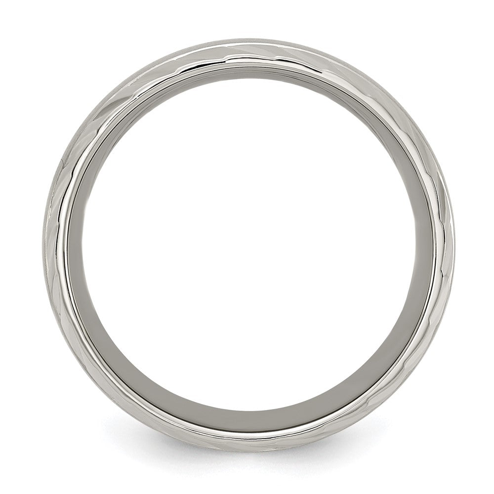 Titanium Polished w/Brushed Center & Grooved Edge 8mm Band