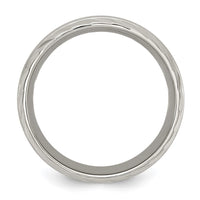 Titanium Polished w/Brushed Center & Grooved Edge 8mm Band