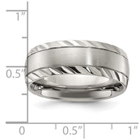 Titanium Polished w/Brushed Center & Grooved Edge 8mm Band