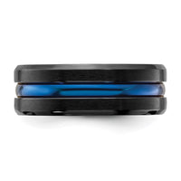 Black Titanium Brushed w/Polished Blue IP-plated Center 8mm Band