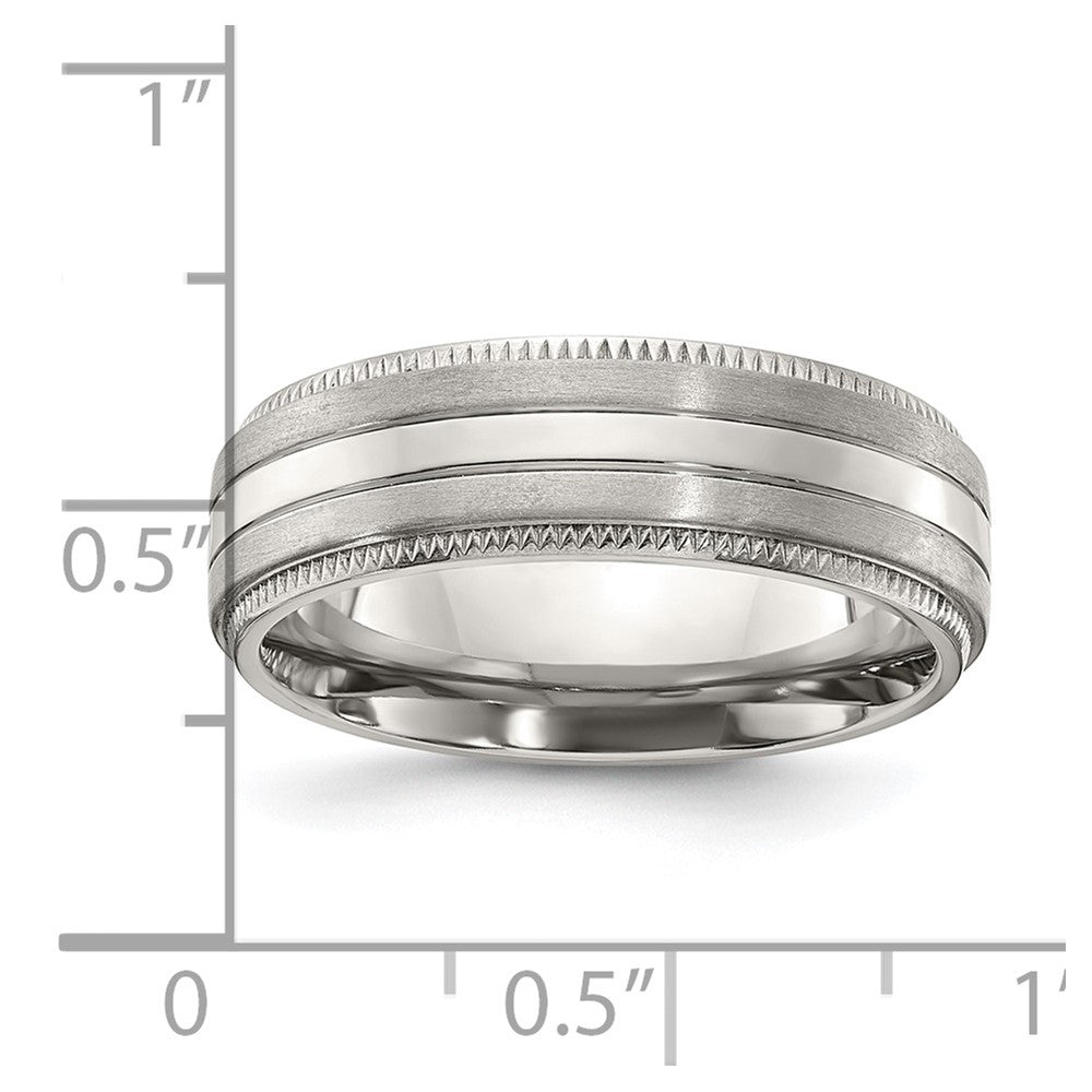 Titanium Brushed and Polished Textured Edge 7mm Band