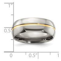 Titanium Yellow IP-plated Grooved 8mm Polished Band