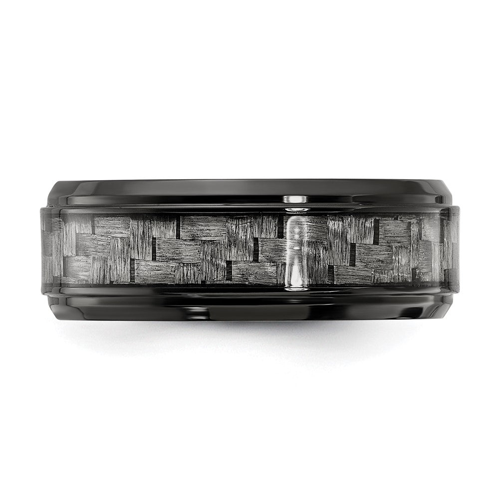 Black Titainium Polished with Grey Carbon Fiber Inlay 8.00mm Band