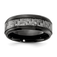Black Titainium Polished with Grey Carbon Fiber Inlay 8.00mm Band