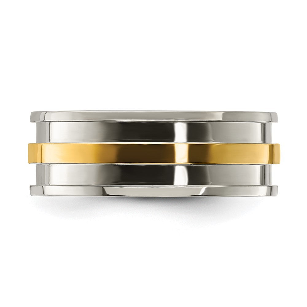 Titanium Polished with Yellow IP-plated Center 8.00mm Band