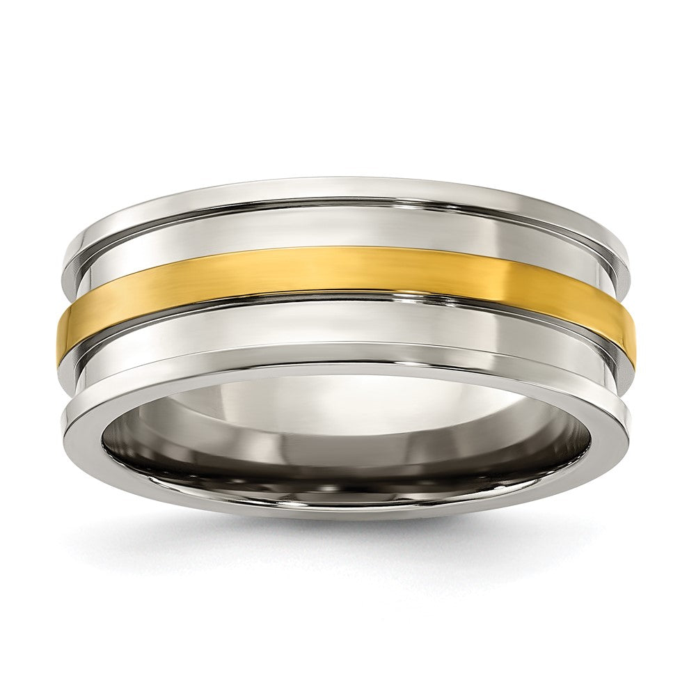 Titanium Polished with Yellow IP-plated Center 8.00mm Band