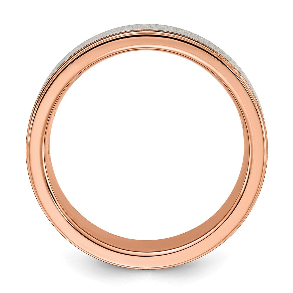 Titanium Brushed & Polished Rose IP-plated 7mm Band