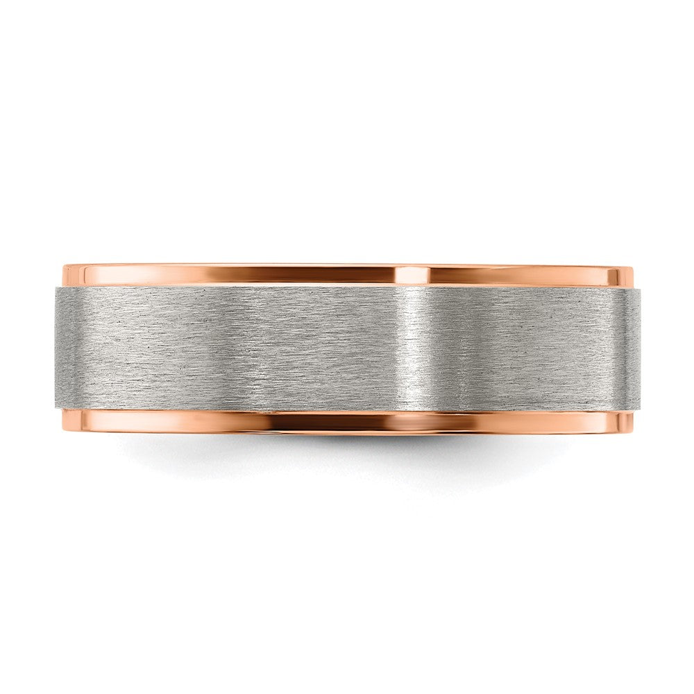 Titanium Brushed & Polished Rose IP-plated 7mm Band
