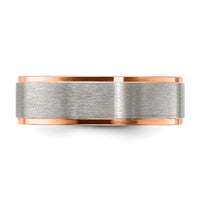 Titanium Brushed & Polished Rose IP-plated 7mm Band