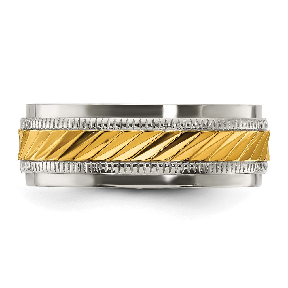 Titanium Polished w/Yellow IP-plated Center 8.00mm Band