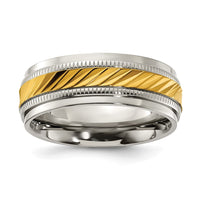 Titanium Polished w/Yellow IP-plated Center 8.00mm Band