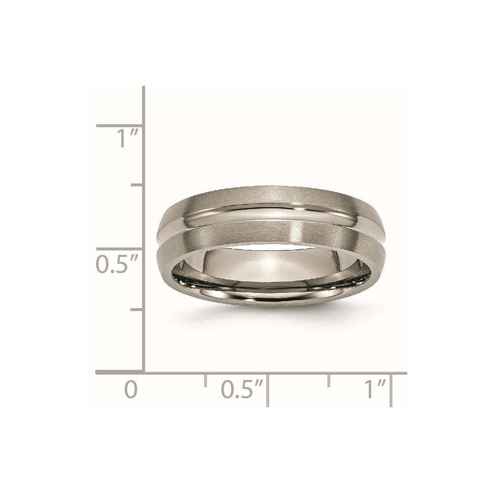 Titanium Brushed and Polished 6mm Grooved Band