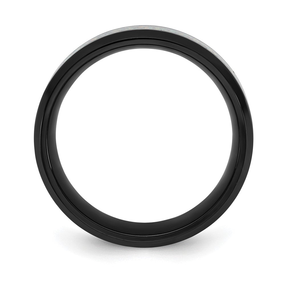 Titanium Polished Black IP-plated Multi-color Opal Inlay 8mm Band