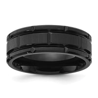 Titanium Brushed and Polished Black IP-plated Notched 8mm Band