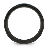 Titanium Brushed and Polished Black and Blue IP-plated 8mm Band