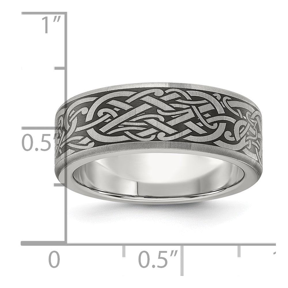 Titanium Brushed Laser Design 8mm Band