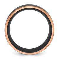 Titanium Brushed Center Black and Rose IP-plated 8mm Band
