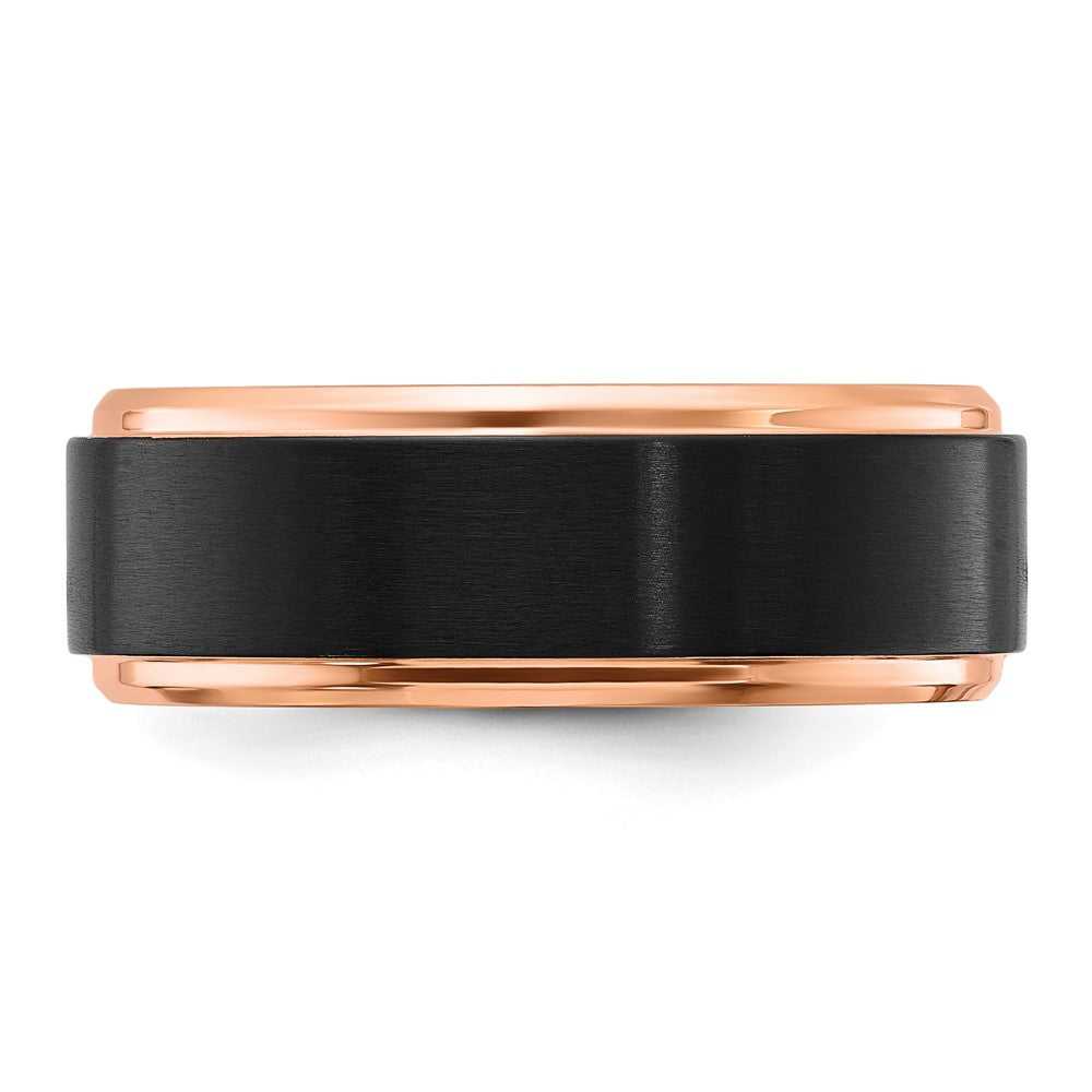 Titanium Brushed Center Black and Rose IP-plated 8mm Band