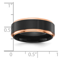 Titanium Brushed Center Black and Rose IP-plated 8mm Band