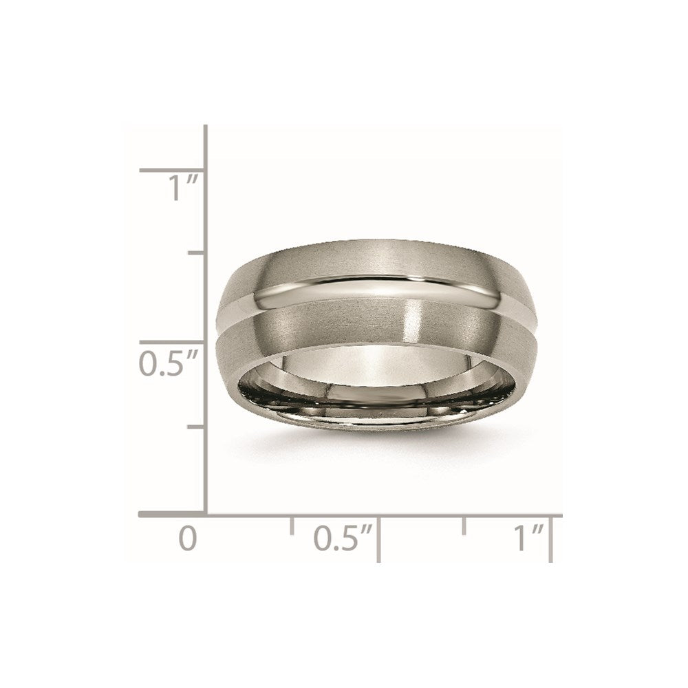 Titanium Brushed and Polished 8mm Grooved Band